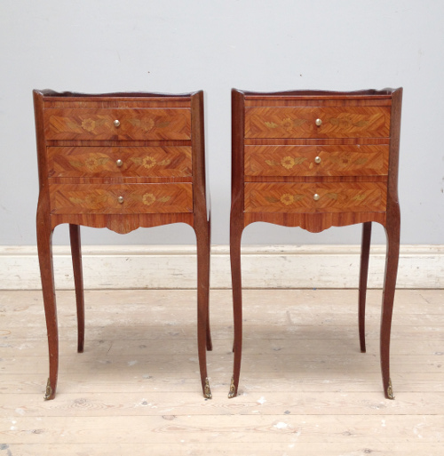 wonderful old french marquetry bedside tables